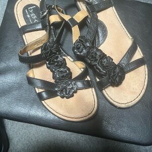b.o.c. Black Strappy Floral Sandals